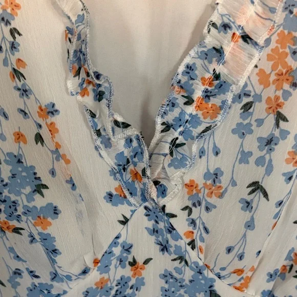 SHEIN White Mini Dress with Blue & Peach Floral Print - Picture 3 of 7